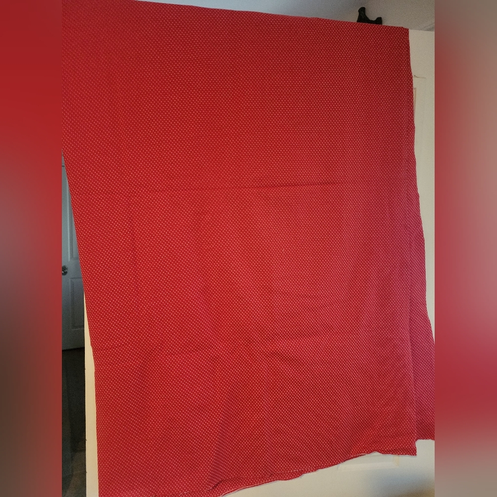 Vintage New Old Stock Cut Yardage Knit Tubing Red Polka Dot 3.5 yds